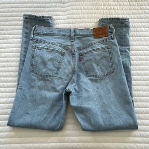 Mens Lightwash Distressed Leavis Straight Leg Jeans Size 29X30